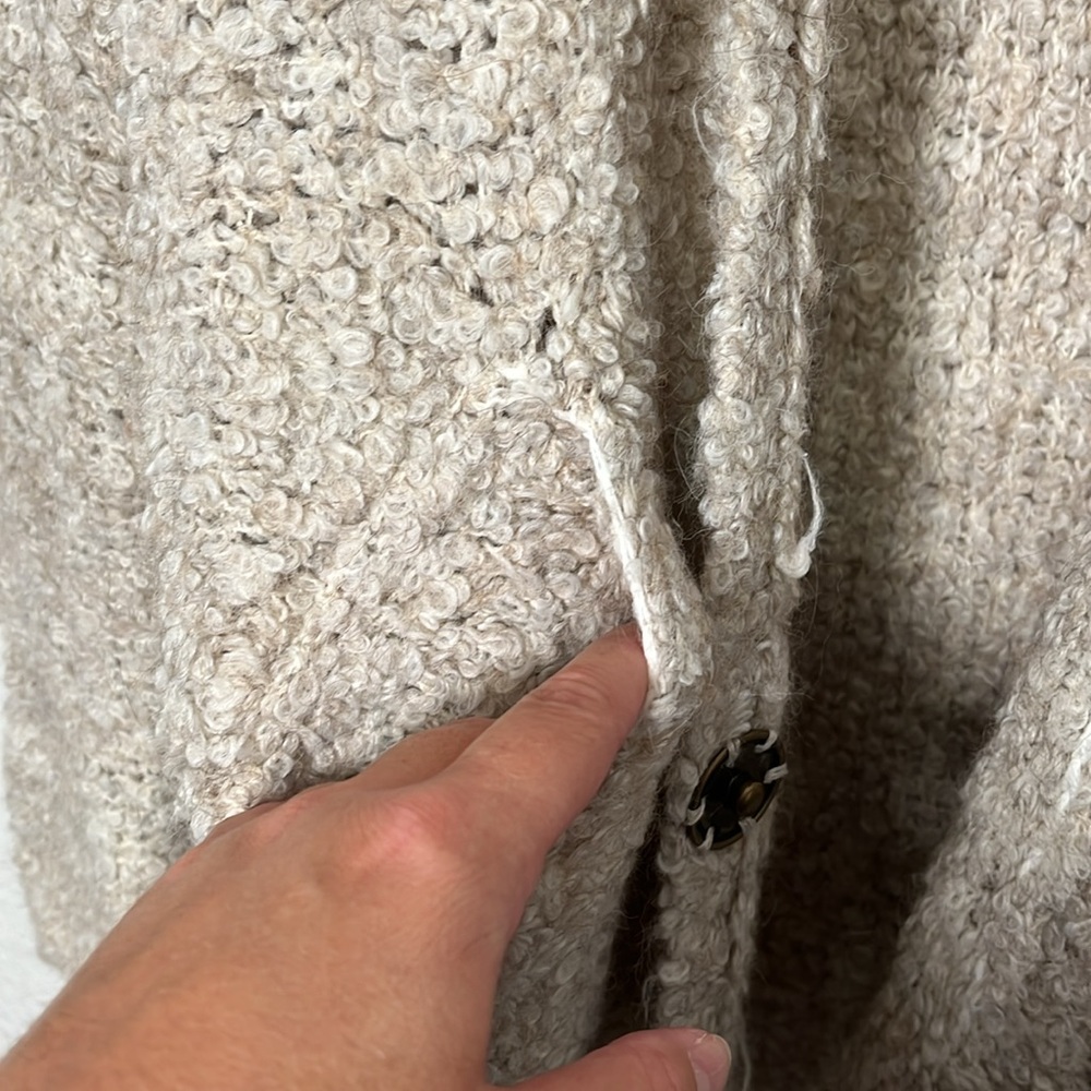 Free People Taupe oversized alpaca blend snap front Cardigan size extra small - Picture 6 of 9